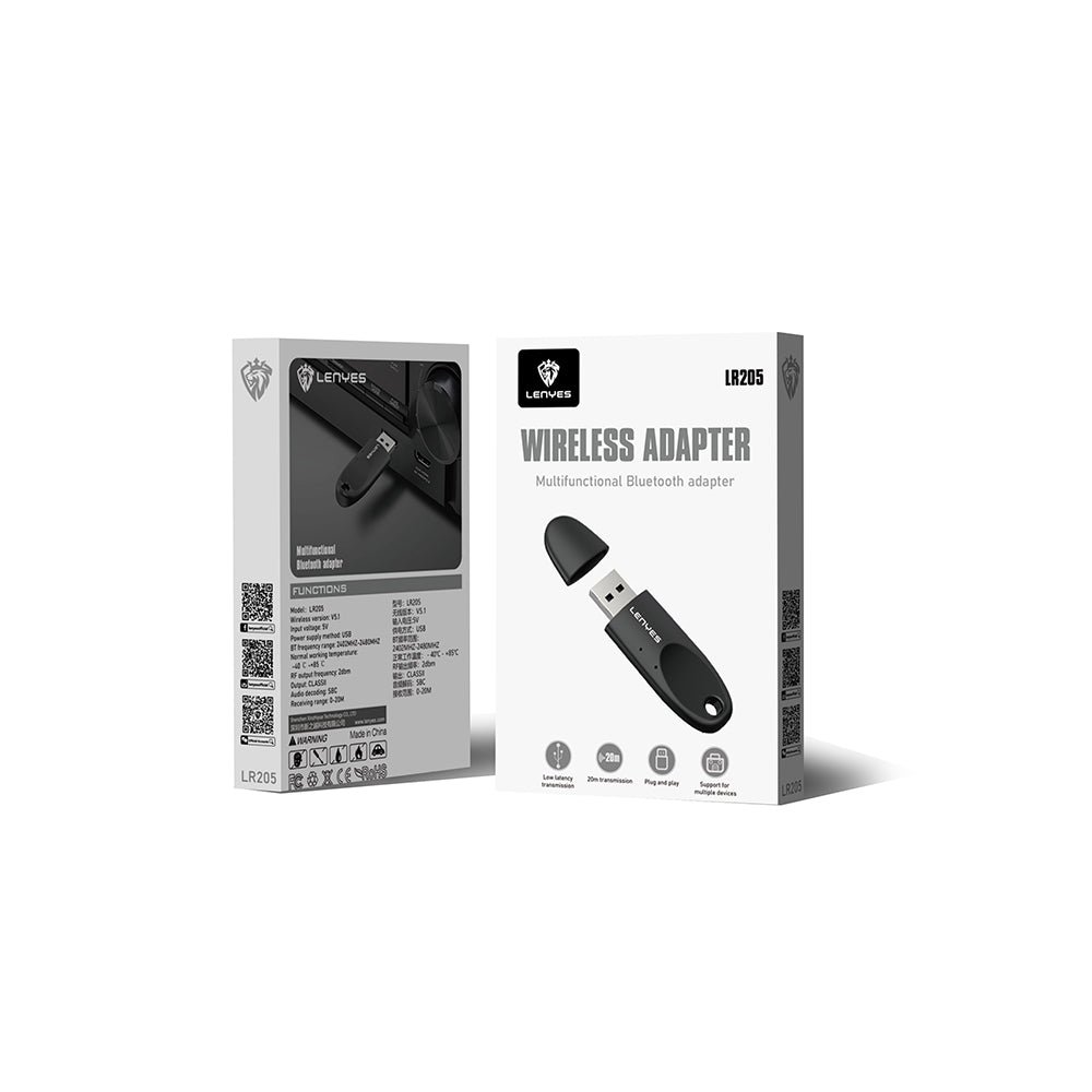 Lenyes LR205 USB Bluetooth 5.1 Class 2 Kablosuz Transmitter Adaptör Lenyes LR205 USB Bluetooth 5.1 Class 2 Kablosuz Transmitter Adaptör
